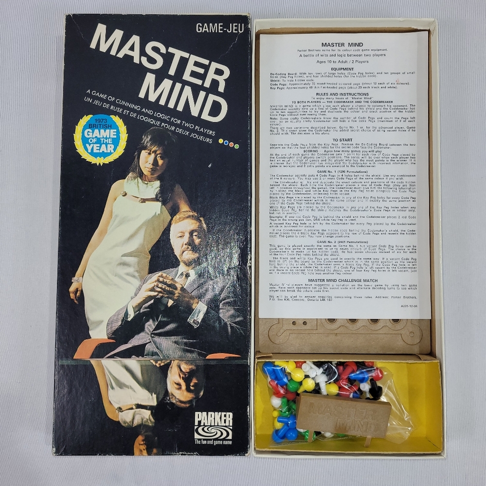 Mastermind Vintage 1972 Strategy Game by Parker Brothers